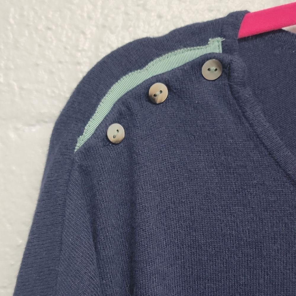 Boden Navy Knit Top Button Shoulder 3/4 Sleeve Sweater - Picture 5 of 13